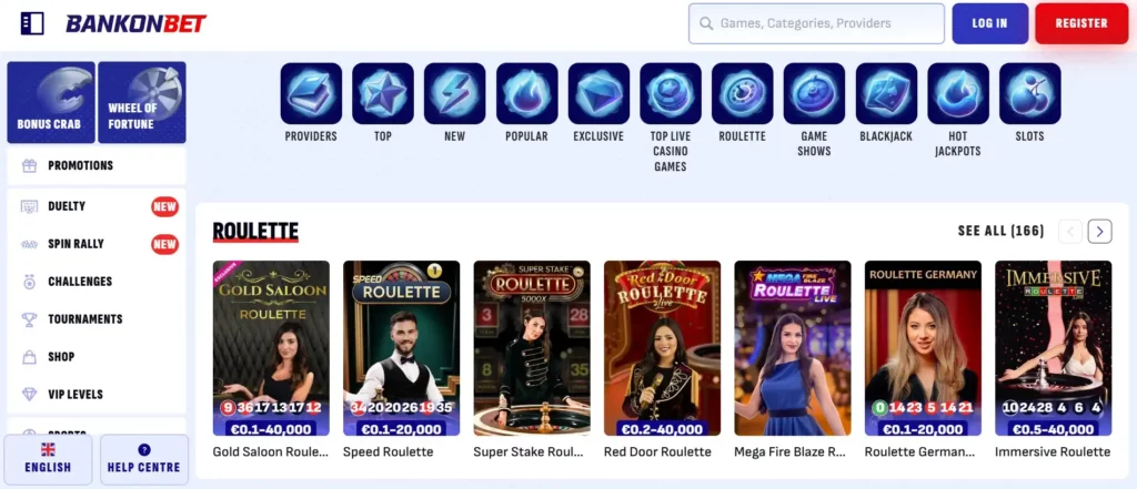 Giochi da tavolo: roulette, blackjack, baccarat